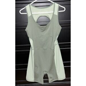 Fabletics Womens One Piece Motion365 Open-Back 7"‎ Palm Leaf/Thyme Green Size L